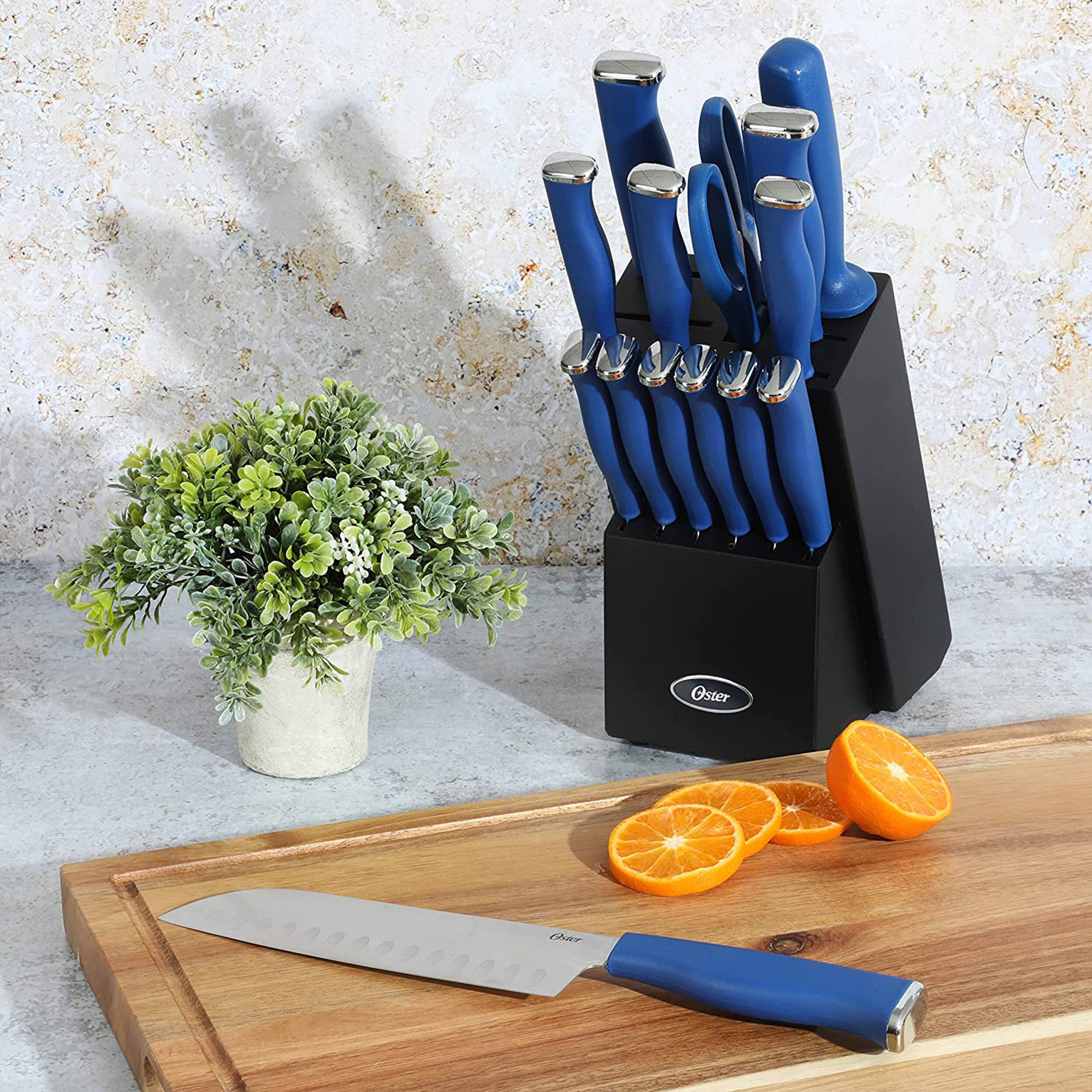 Alt View 5. Oster - Oster Langmore 15 Piece Stainless Steel Blade Cutlery Set in Dark Blue - Dark Blue.