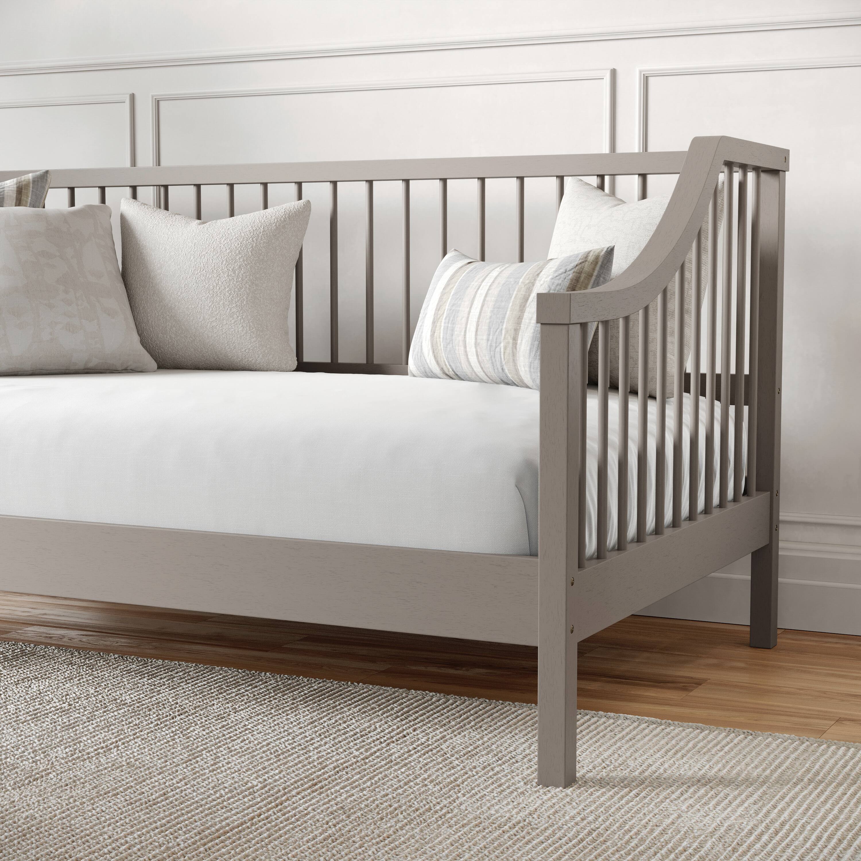 Alt View 14. Martha Stewart - Neely Wooden Twin Size Platform Daybed with Spindles and Wood Slat Foundation - Gray.