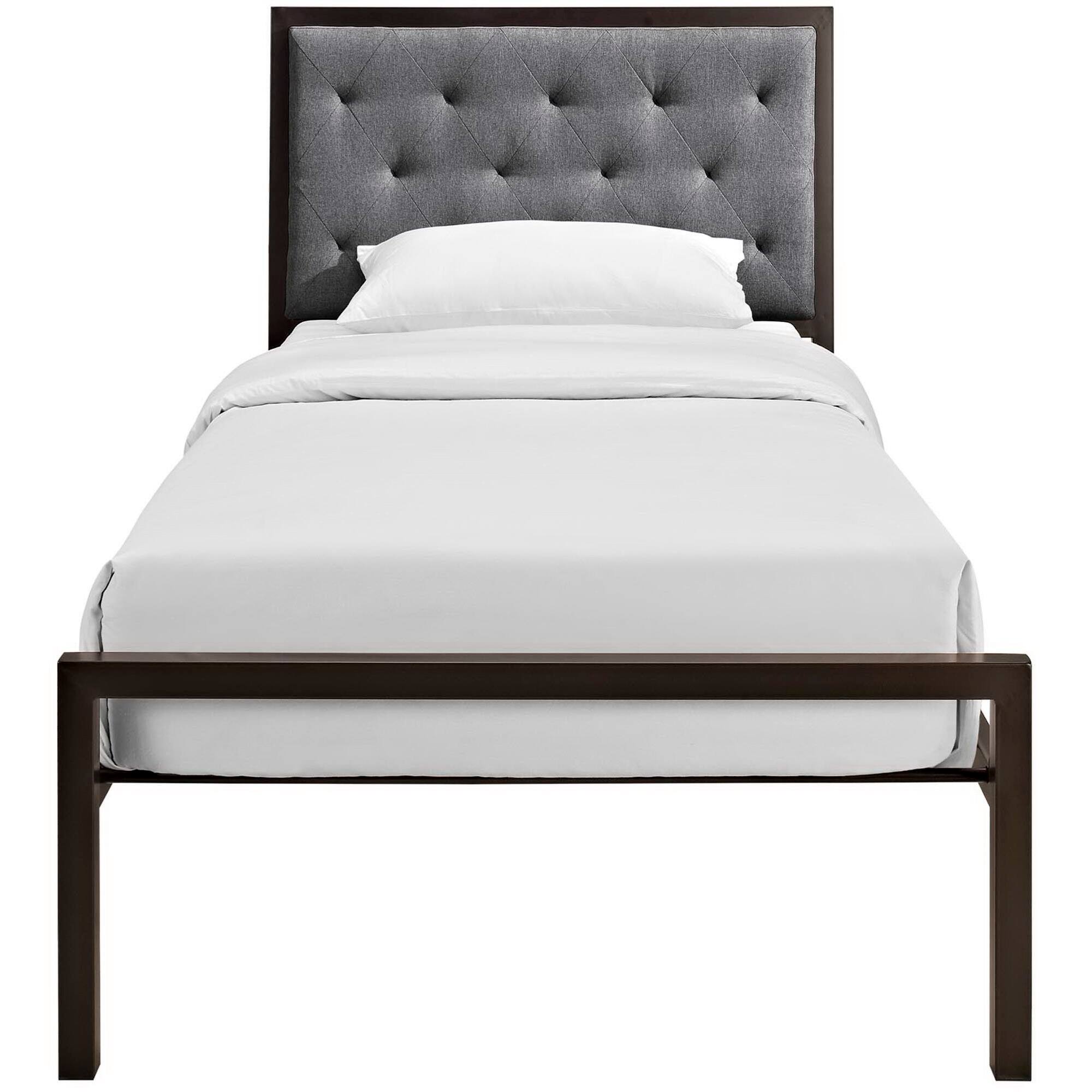 Alt View 6. Modway - Mia Fabric Twin Bed - Gray.