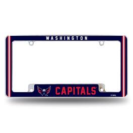 Rico Industries - Washington Capitals Chrome Metal License Plate Frame with Full Frame Team Color Graphics - Multi