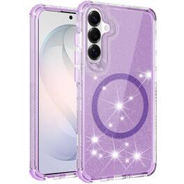 Kitcheniva - Glitter Magnetic Shockproof Case With Tempered Glass For Samsung S26 6.3" - Purple