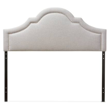 Front. Baxton Studio - Rita Modern and Contemporary Fabric Upholstered Full Size Headboard - Greyish Beige.