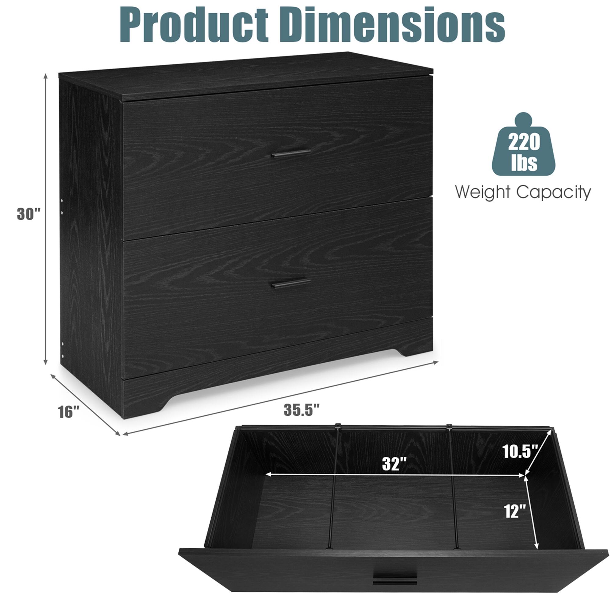 Product Dimensions

- Height: 30"
- Width: 16"
- Depth: 35.5"
- Drawer Dimensions: 32" x 10.5" x 12"

Weight Capacity: 220 lbs