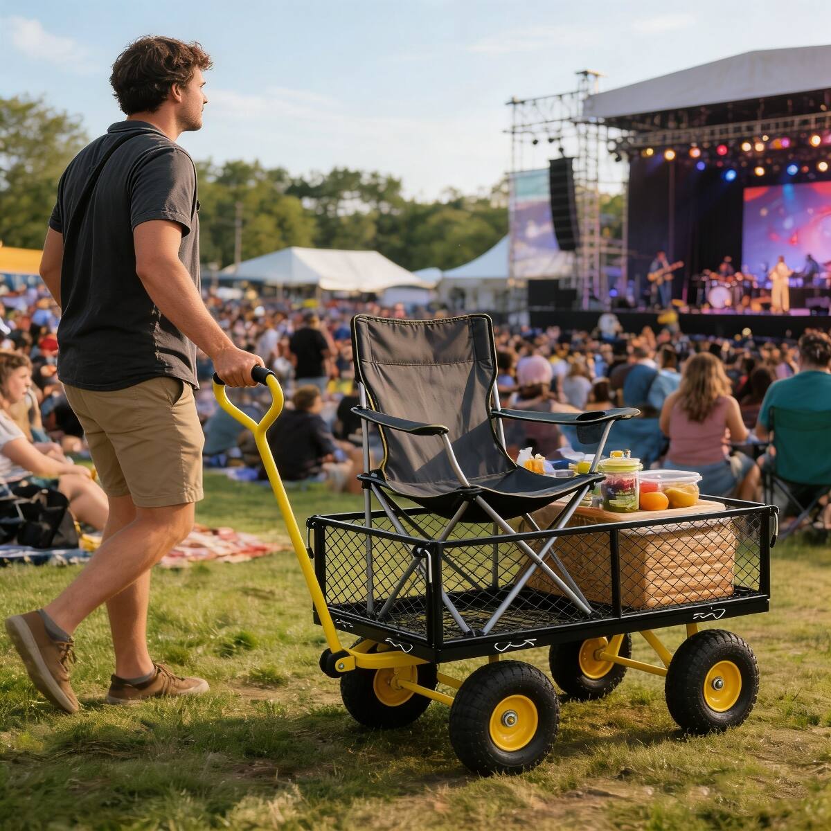 Alt View 6. Loheer - Loheer Heavy Duty Garden Dump Cart with Pneumatic Tires, Metal Utility Wagon, 660 lb Capacity.