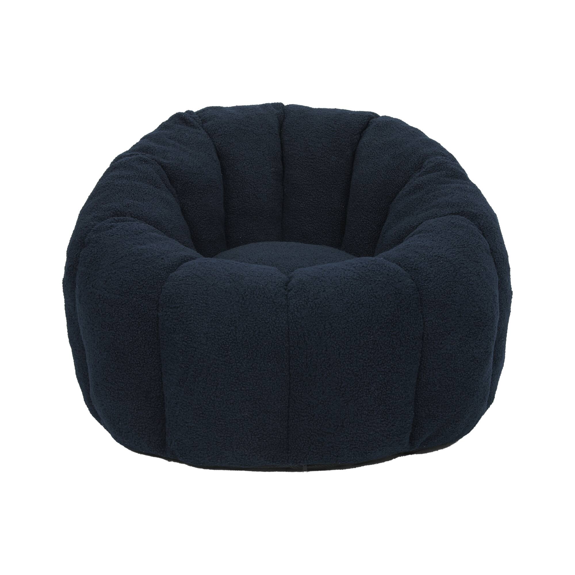 Alt View 4. GOODSILO - Plush Faux Fur Bean Bag Chair with Armrests and Ergonomic Backrest for Ultimate Relaxation in Living Spaces - Dark Blue.