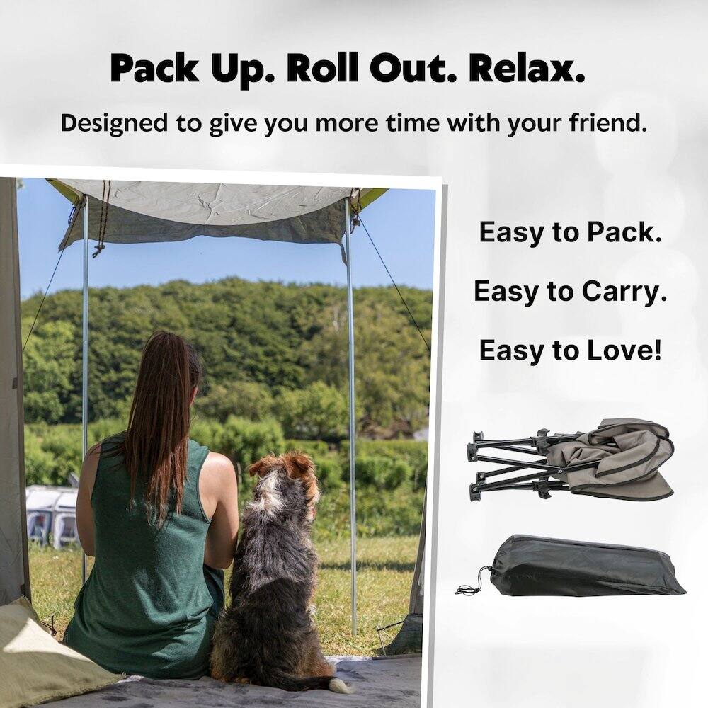 Pack Up. Roll Out. Relax.  
Designed to give you more time with your friend.  
Easy to Pack.  
Easy to Carry.  
Easy to Love!