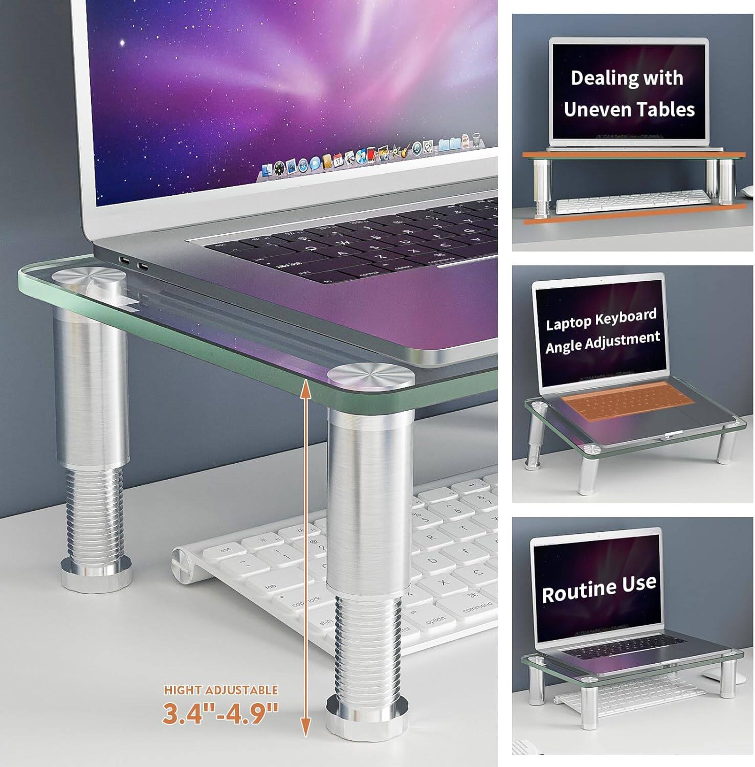 Dealing with Uneven Tables  
Laptop Keyboard Angle Adjustment  
Routine Use  
HEIGHT ADJUSTABLE 3.4"-4.9"