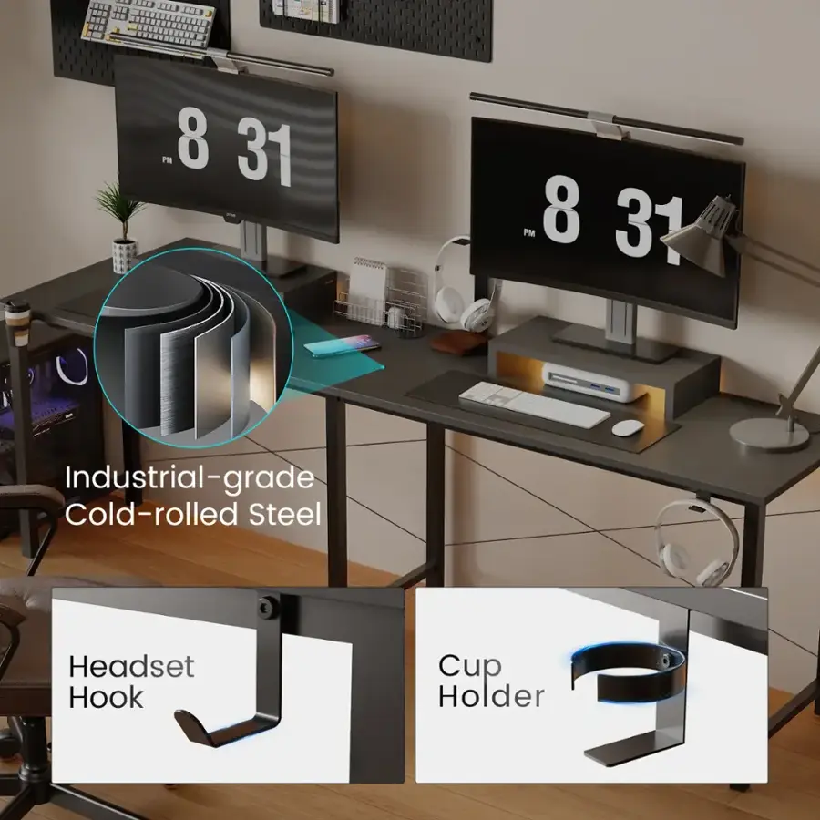 The text on the image is grouped and corrected as follows:

"Industrial-grade Cold-rolled Steel Headset Hook Cup Holder"