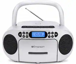 Emerson - Portable CD Player Boombox with Cassette Player Combo, Tape Recorder, AM/FM Radio, AUX Input, (EPB-3003 - Gray