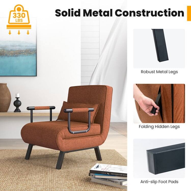 330 LBS Solid Metal Construction  
Robust Metal Legs  
Folding Hidden Legs  
Anti-slip Foot Pads