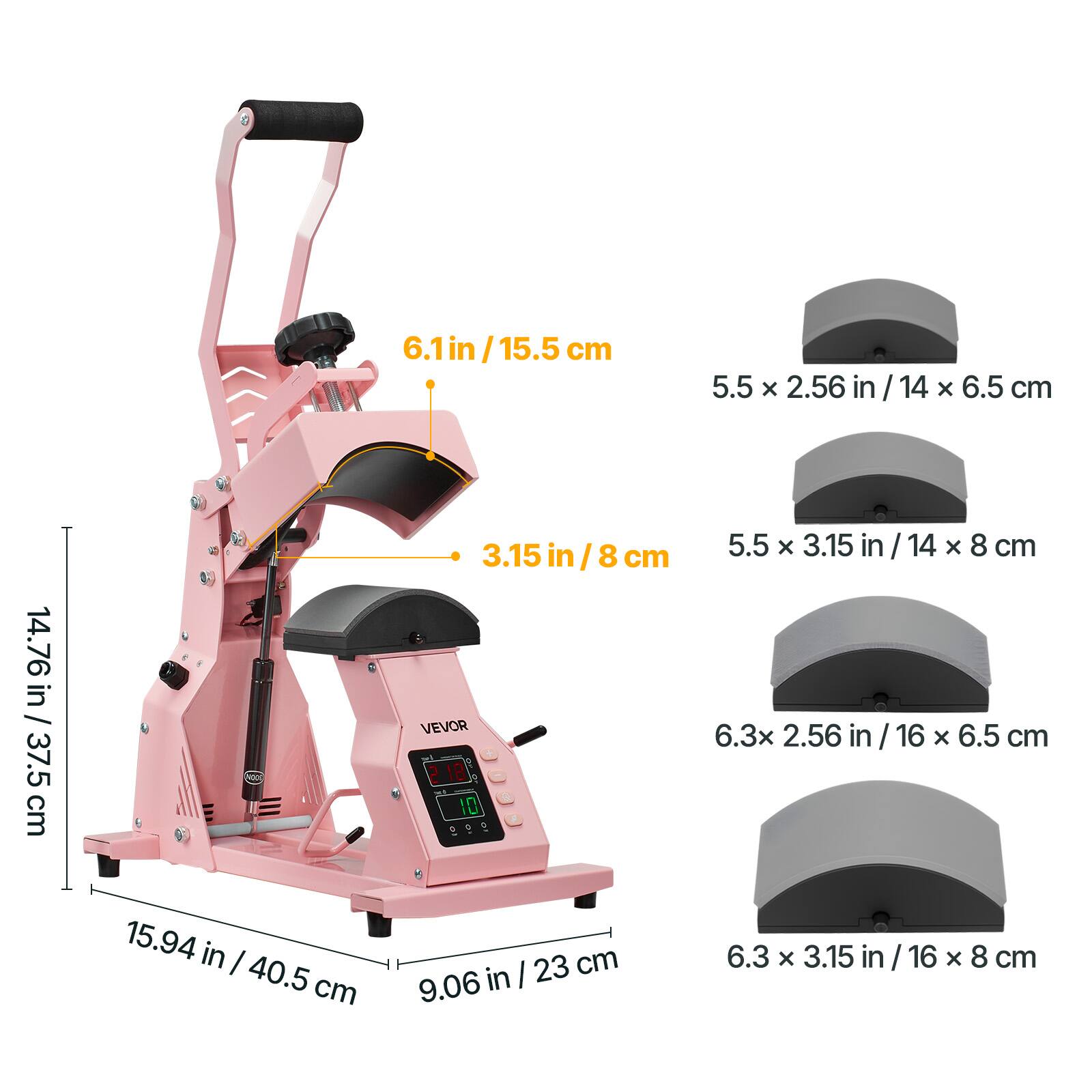 6.1 in / 15.5 cm  
5.5 x 2.56 in / 14 x 6.5 cm  
14.76 in / 37.5 cm  
15.94 in / 40.5 cm  
3.15 in / 8 cm  
5.5 x 3.15 in / 14 x 8 cm  
6.3 x 2.56 in / 16 x 6.5 cm  
6.3 x 3.15 in / 16 x 8 cm  
9.06 in / 23 cm