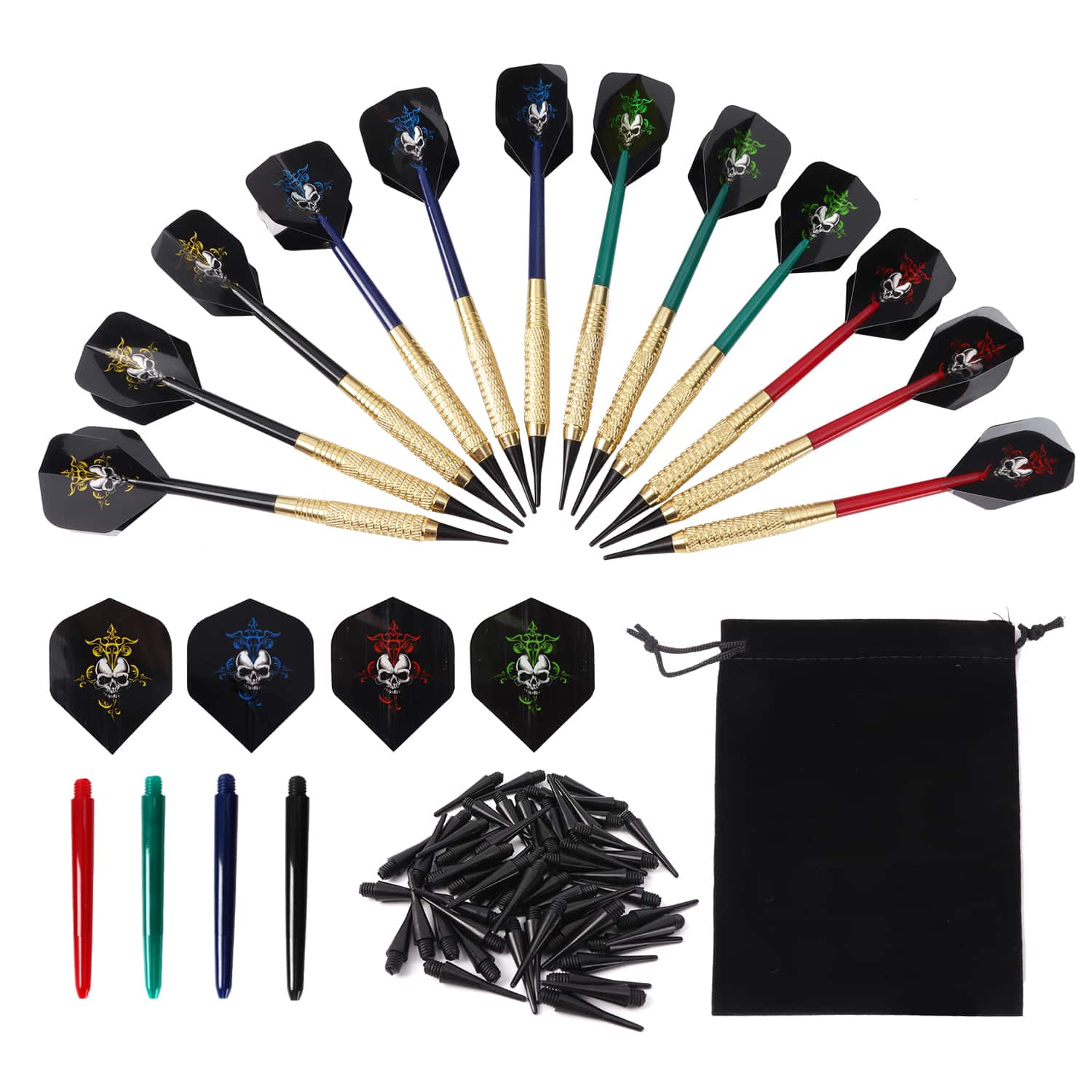 GSE Games & Sports Expert - 12 Pcs of 18 Grams Soft Tip Darts for Electronic Dart Board with 60 of Free Dart Tips & Storage Bag(Deluxe) - multicolor