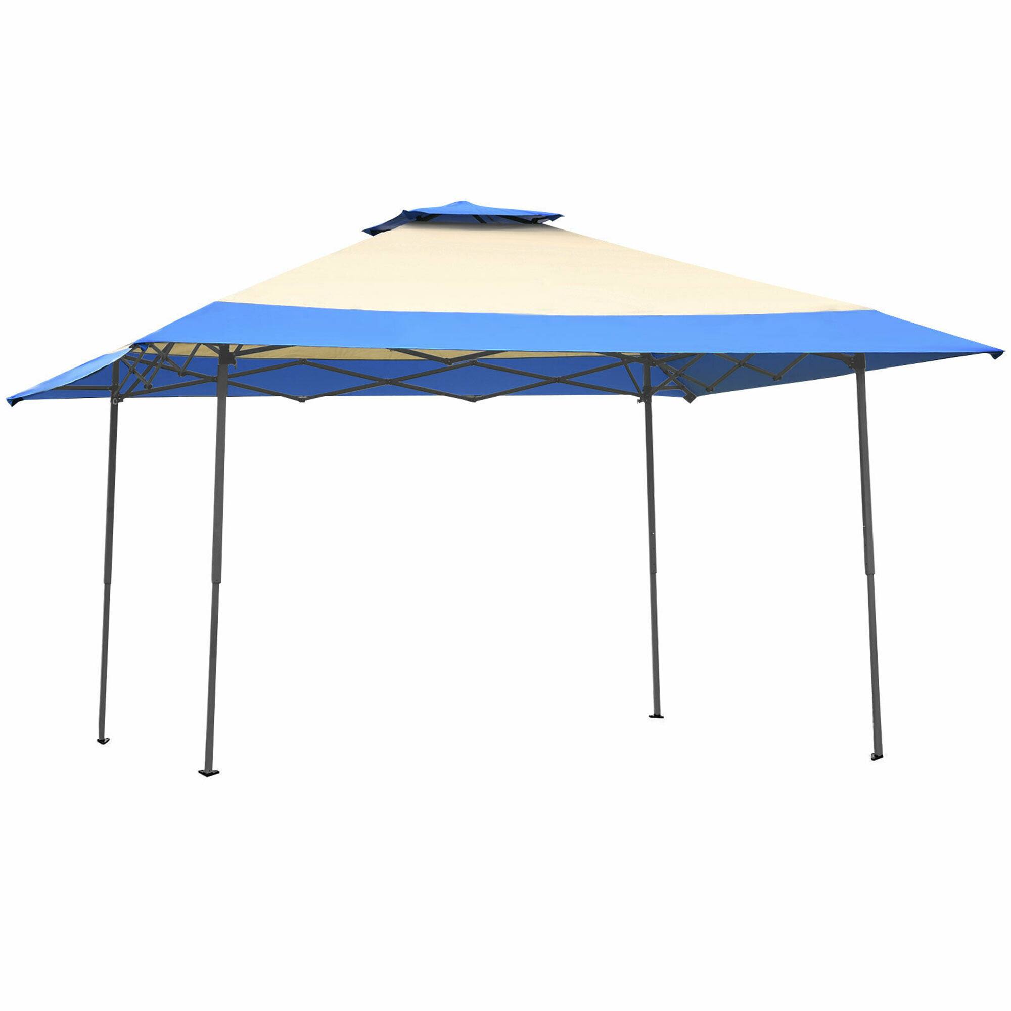 Alt View 8. Gymax - Gymax 13' x 13' Folding Patio Pop-up Gazebo Canopy Tent Outdoor Shelter Shade Blue - Blue + Beige.