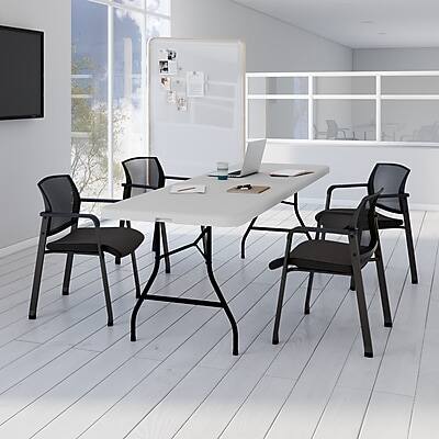 Alt View 6. Staples - Staples 8' x 30" Heavy Duty Plastic Folding Table, White Granite (79233/54273) - White Granite.