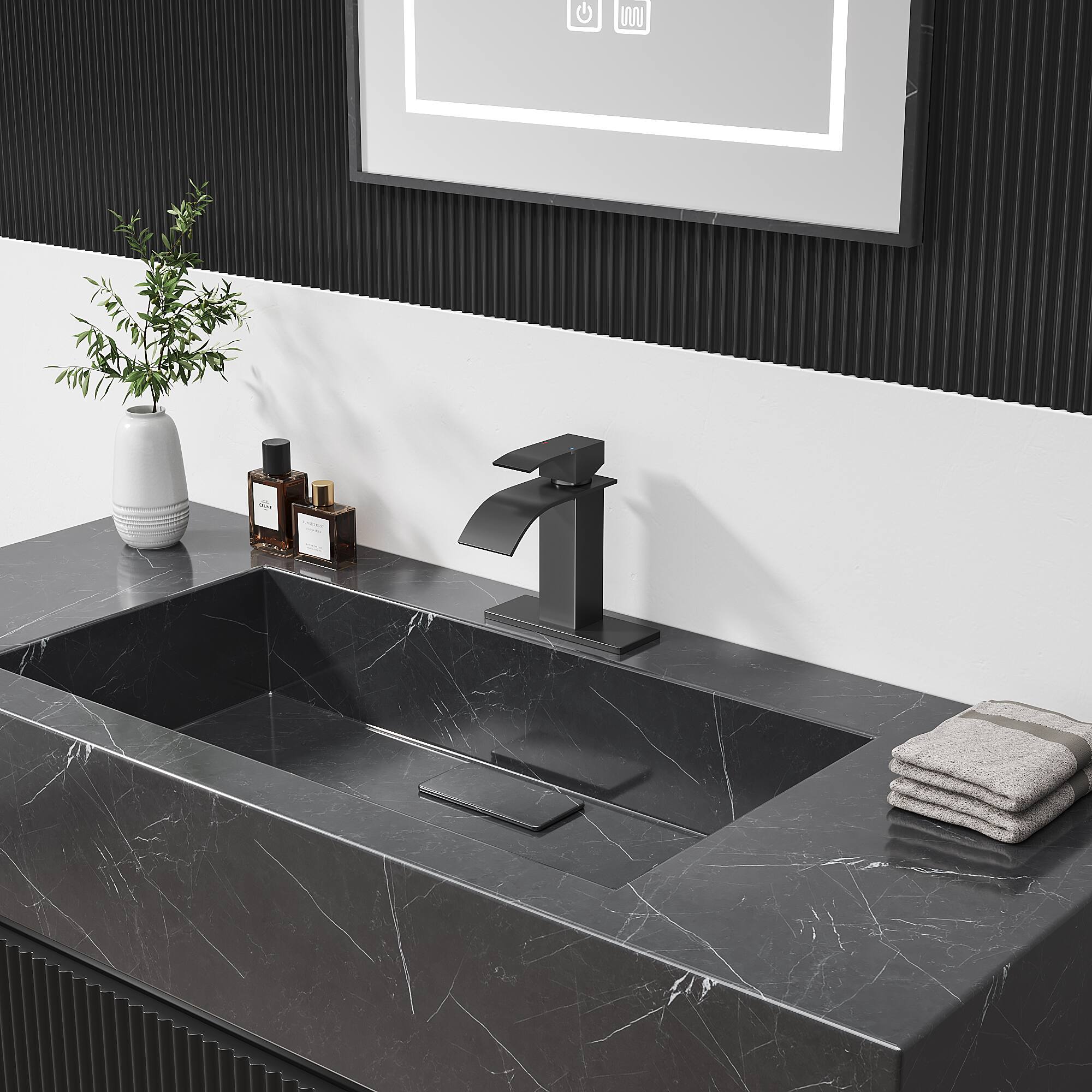 Left. Bothwa Home - Bothwa Home BF-KTDP1301-MB 6 - Inch Harlow Single Handle Bathroom Faucet in Matt Black Finish - Matt Black.