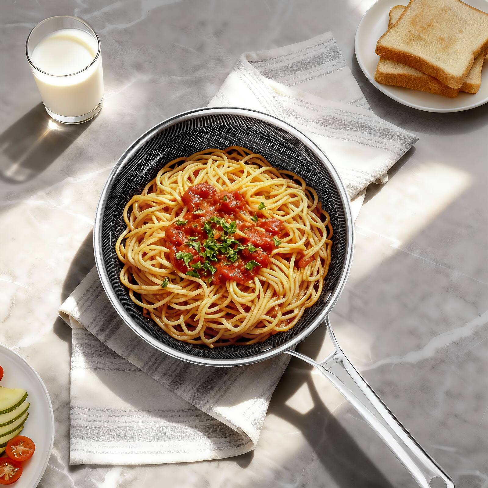 Back. Winado - 10-Inch Nonstick Frying Pan Tri-Ply Stainless Steel with Ergonomic Handle for Familie, Apartment, All Cooktop Compatible - Silver.