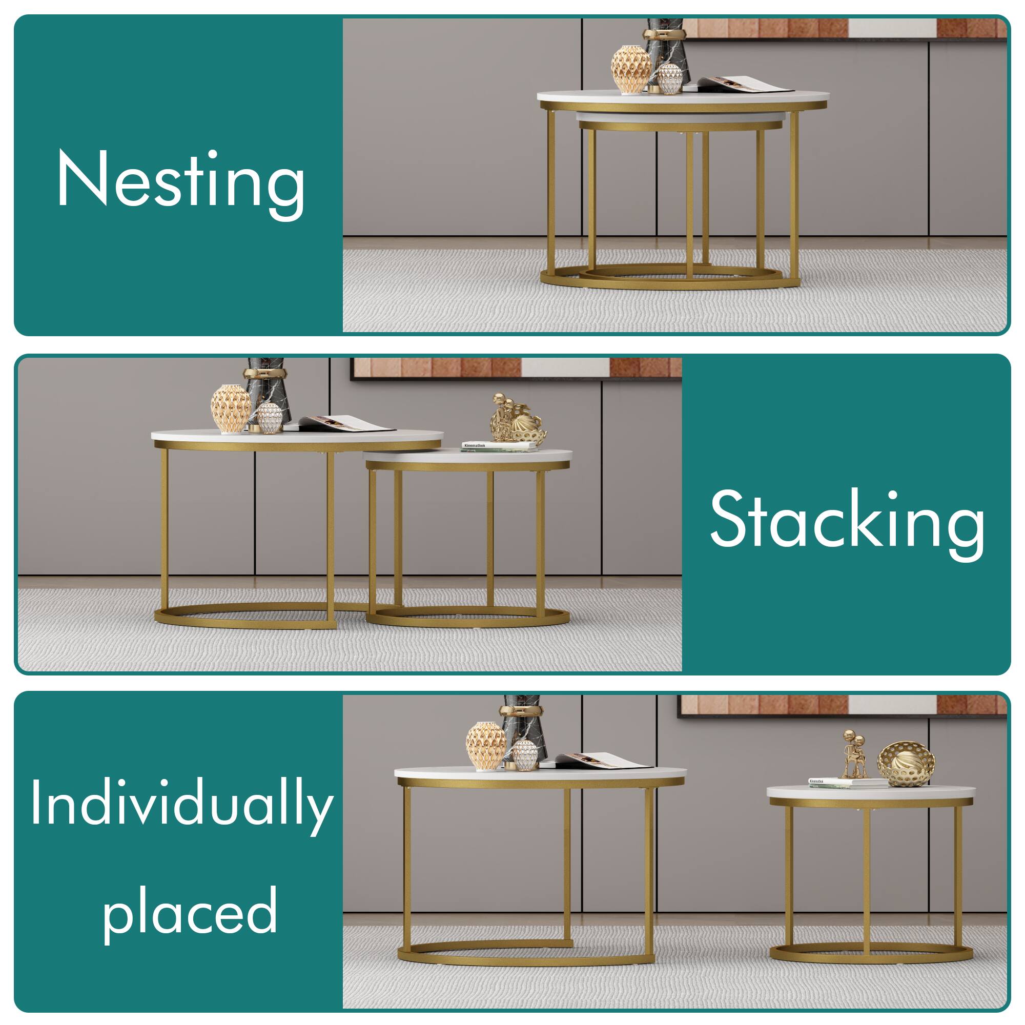 Nesting  
Stacking  
Individually placed