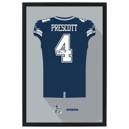 Sporticulture - Dak Prescott Dallas Cowboys Home Jersey Framed Art Print - Blue