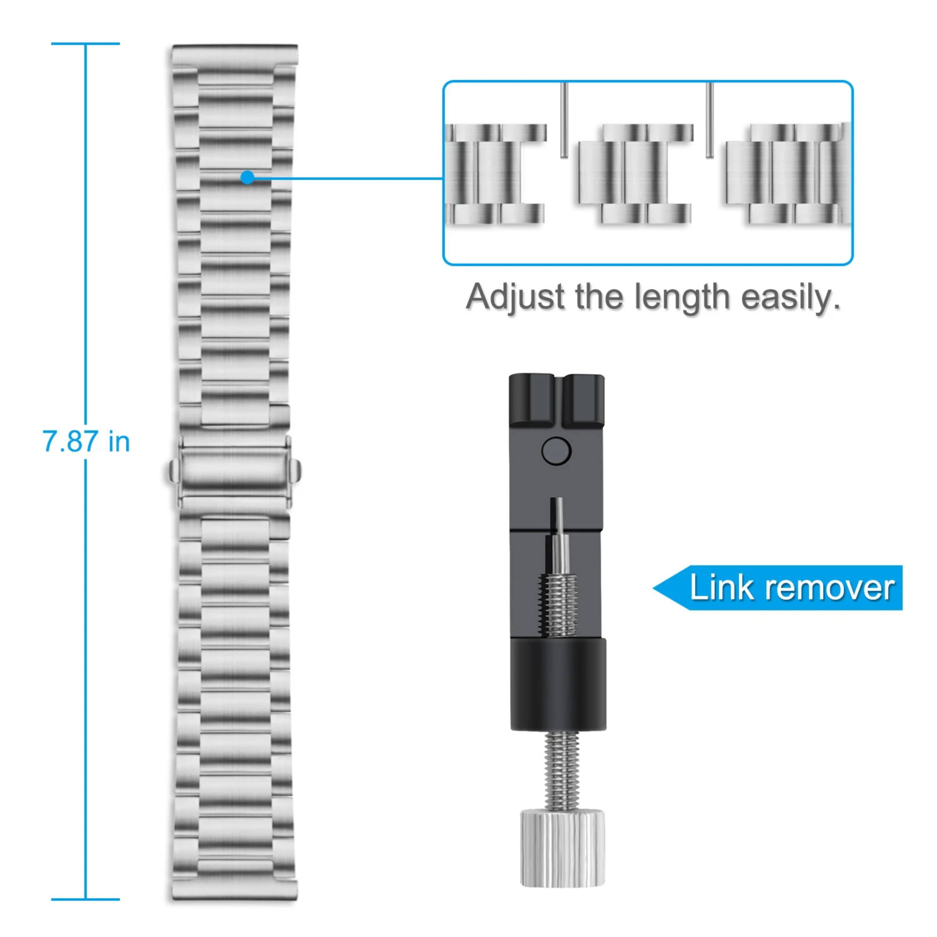 Adjust the length easily.  
7.87 in  
Link remover
