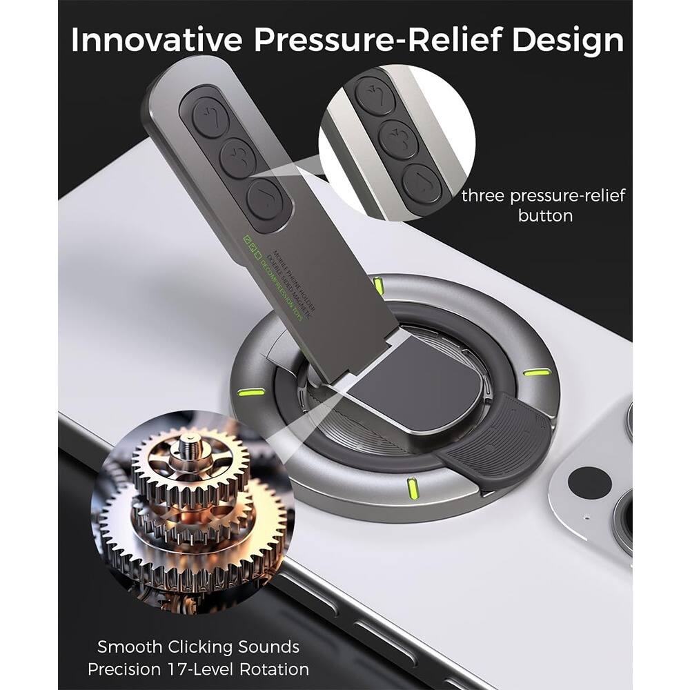 Alt View 3. PARKER SLATER - Magnetic Phone Grip & Stand – 360° Rotation, Silicone, Black - Black.