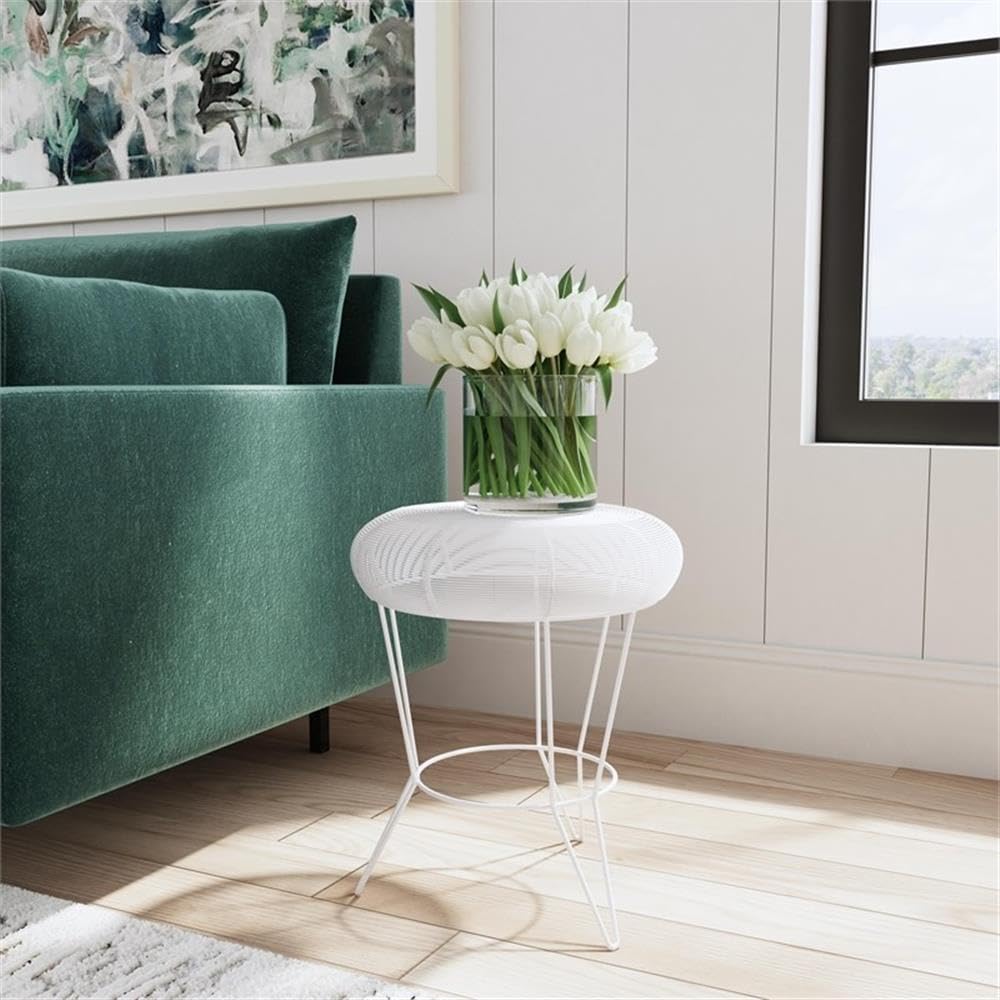 Angle. Butler Specialty - Allen Decorative Wire Side Table - White.