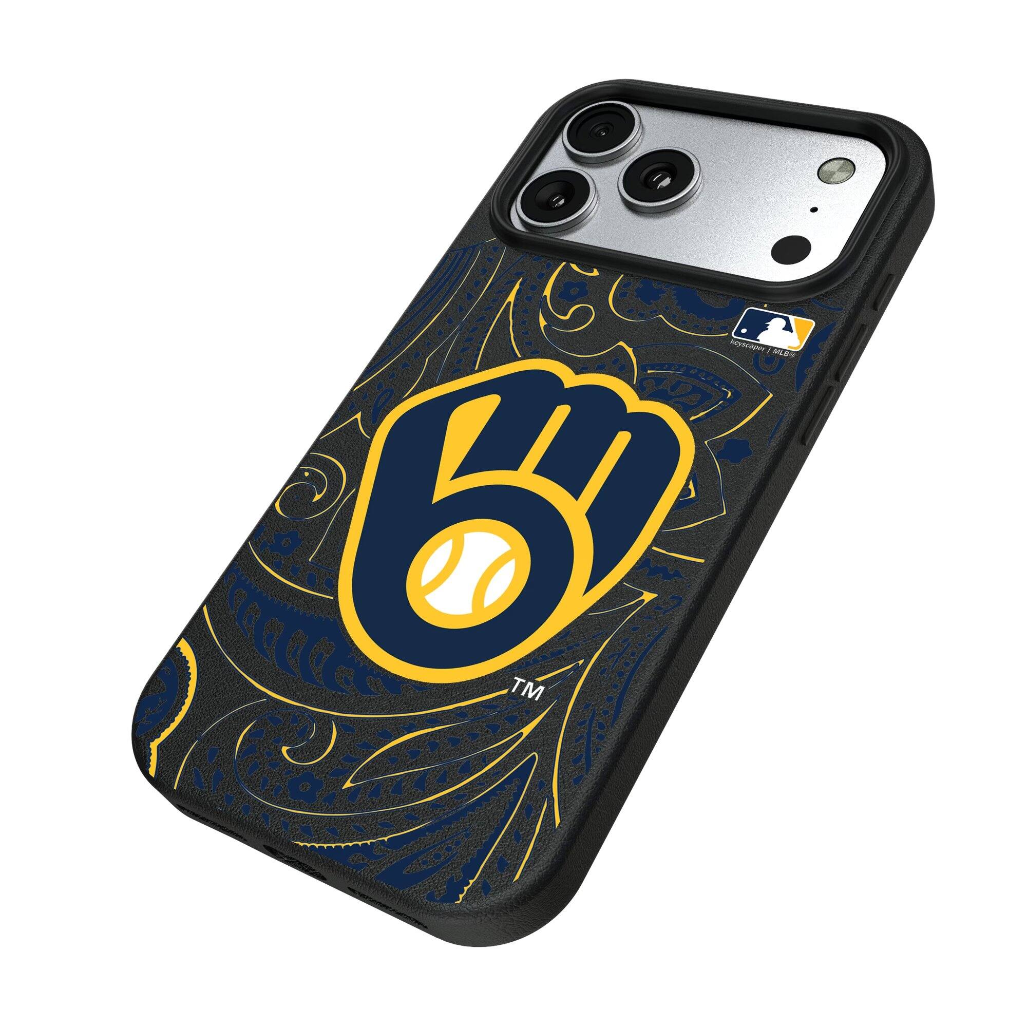 Alt View 1. Keyscaper - Paisley iPhone Magnetic Bump Case - 15 - Black.