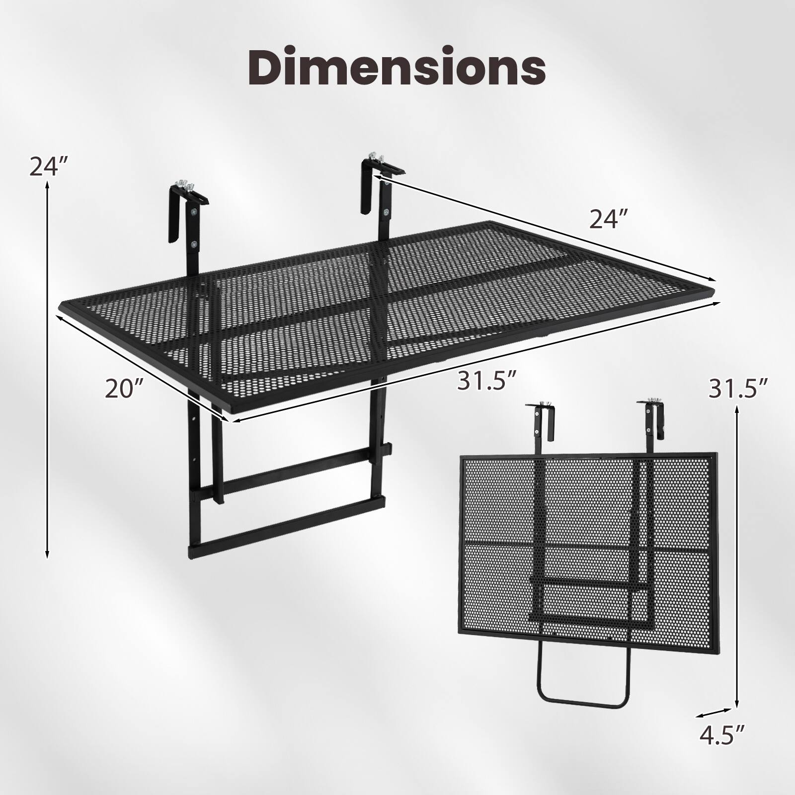 Dimensions: 24" x 24" x 20" x 31.5" x 31.5" x 4.5"