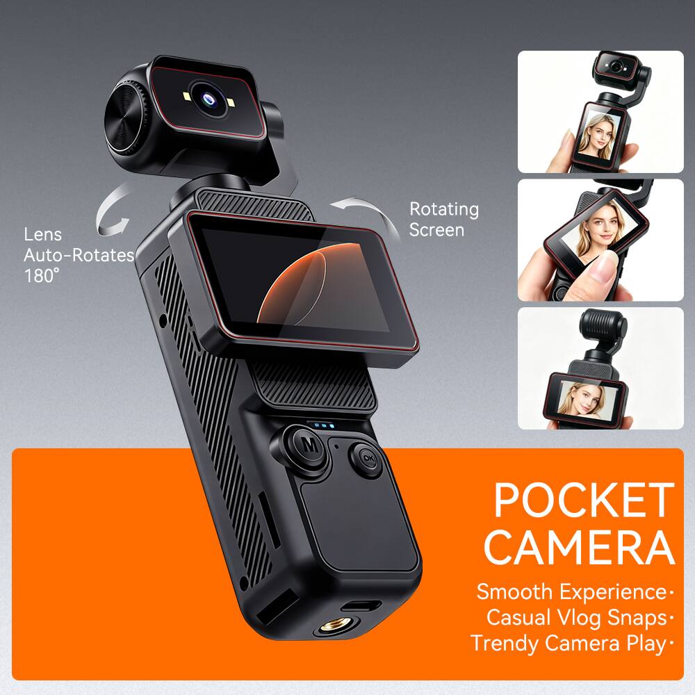 Lens Auto-Rotates 180°  
Rotating Screen  
POCKET CAMERA  
Smooth Experience  
Casual Vlog Snaps  
Trendy Camera Play