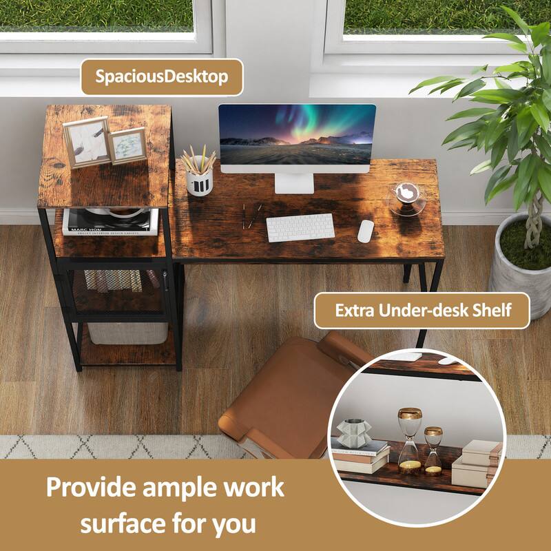 Spacious Desktop MUA ad Extra Under-desk Shelf Provide ample work surface for you