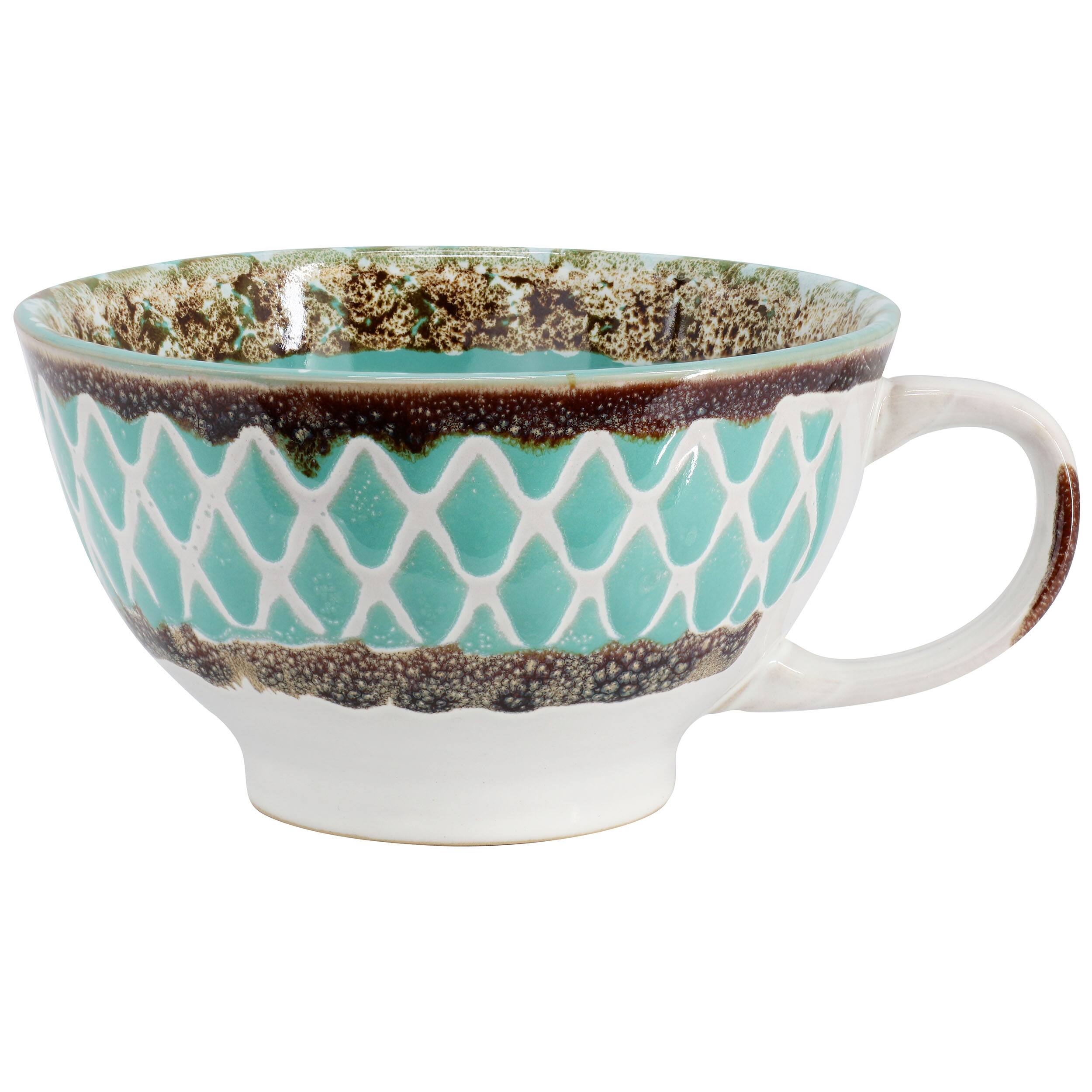 Alt View 1. Gibson - Meritage Otis 6 Piece 27 Ounce Stoneware Soup Bowl with Handle Set in Turquoise - Blue.