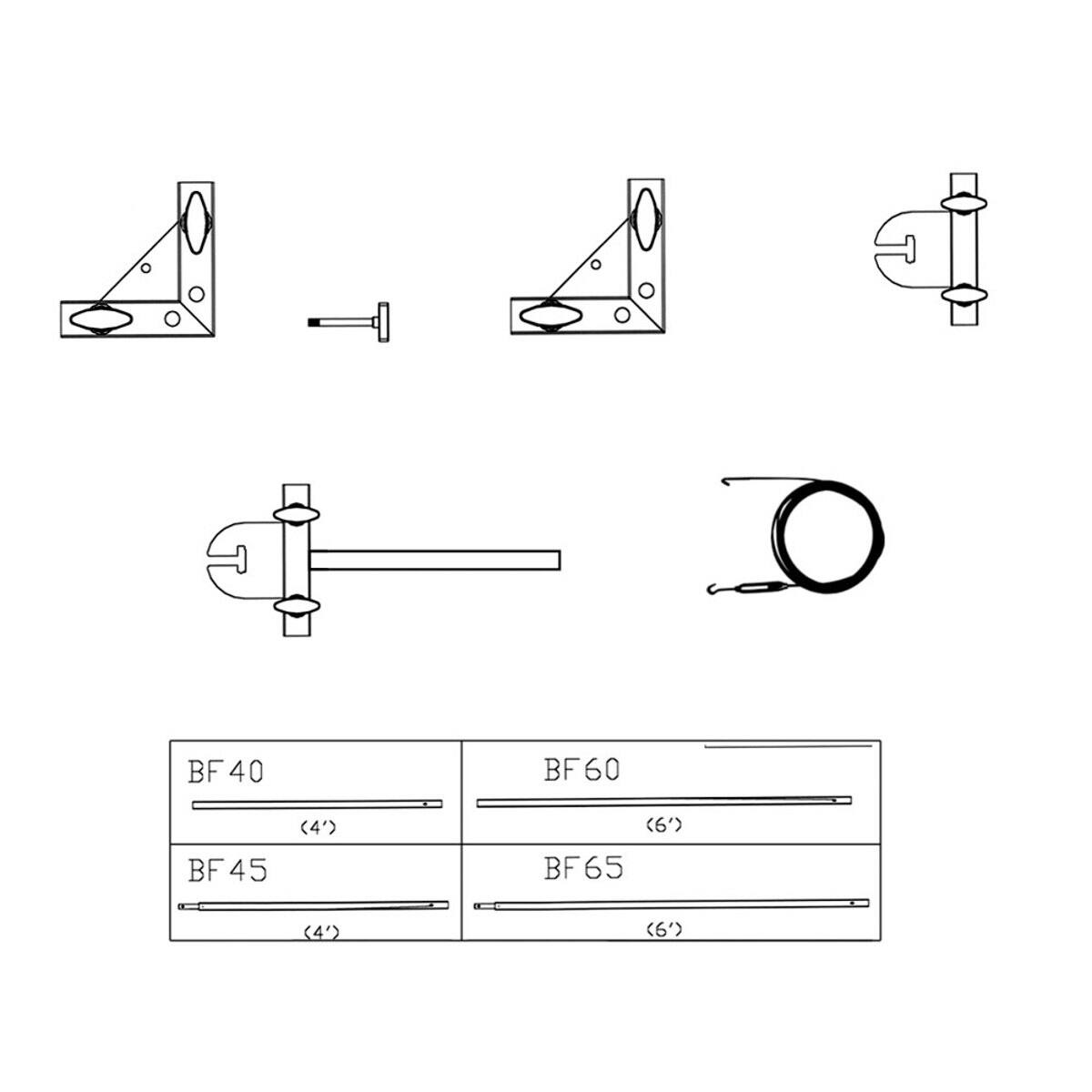 BF 40 BF 45 <4'> (6') BF 60 BF 65 <4'> (6')