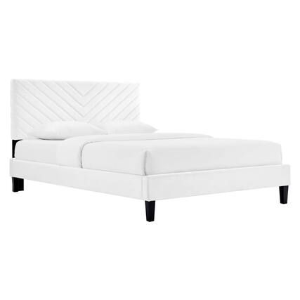 Front. Modway - Roxanne Performance Velvet Queen Platform Bed - White.