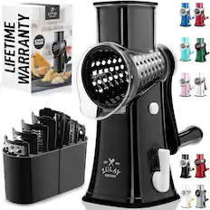 LIFETIME WARRANTY
LULAY AN Rotary CHEESE GRATER
INCLUDES 5 BLADES
EST 2015
ZULAY KITCHEN