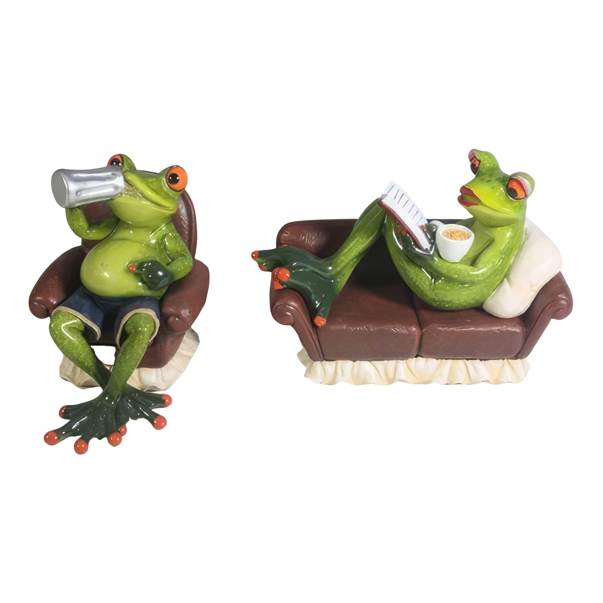 FC Design - 6"W 2-PC Frog Couples on Couch Figurine Set Office Desk Tabletop Home Decor Gift - Multi-Color