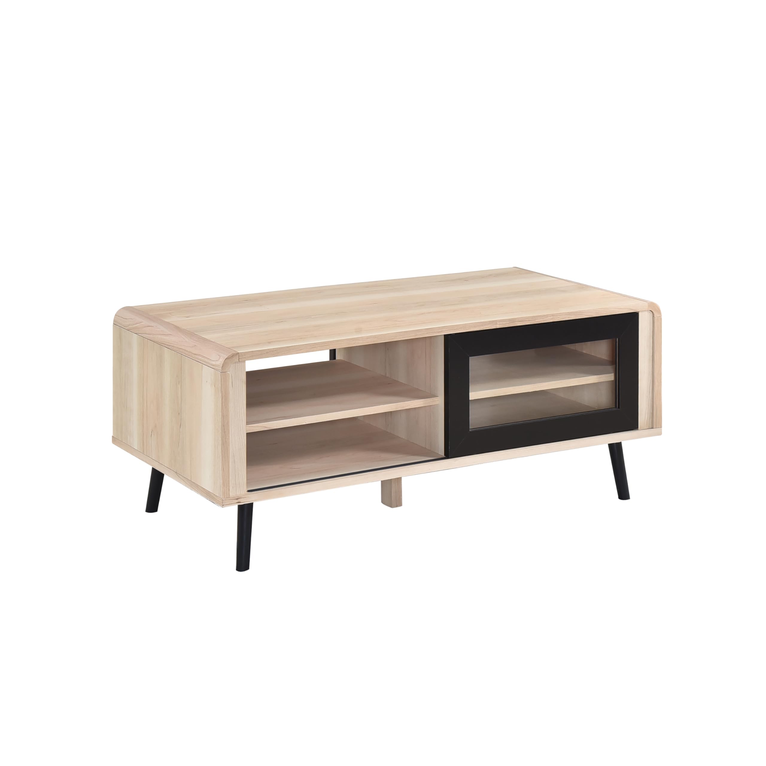 Angle. Kings Brand Furniture - Kings Brand Furniture Nathan Coffee Table with Open and Close Shelving Perfect for Living Room - Natural.
