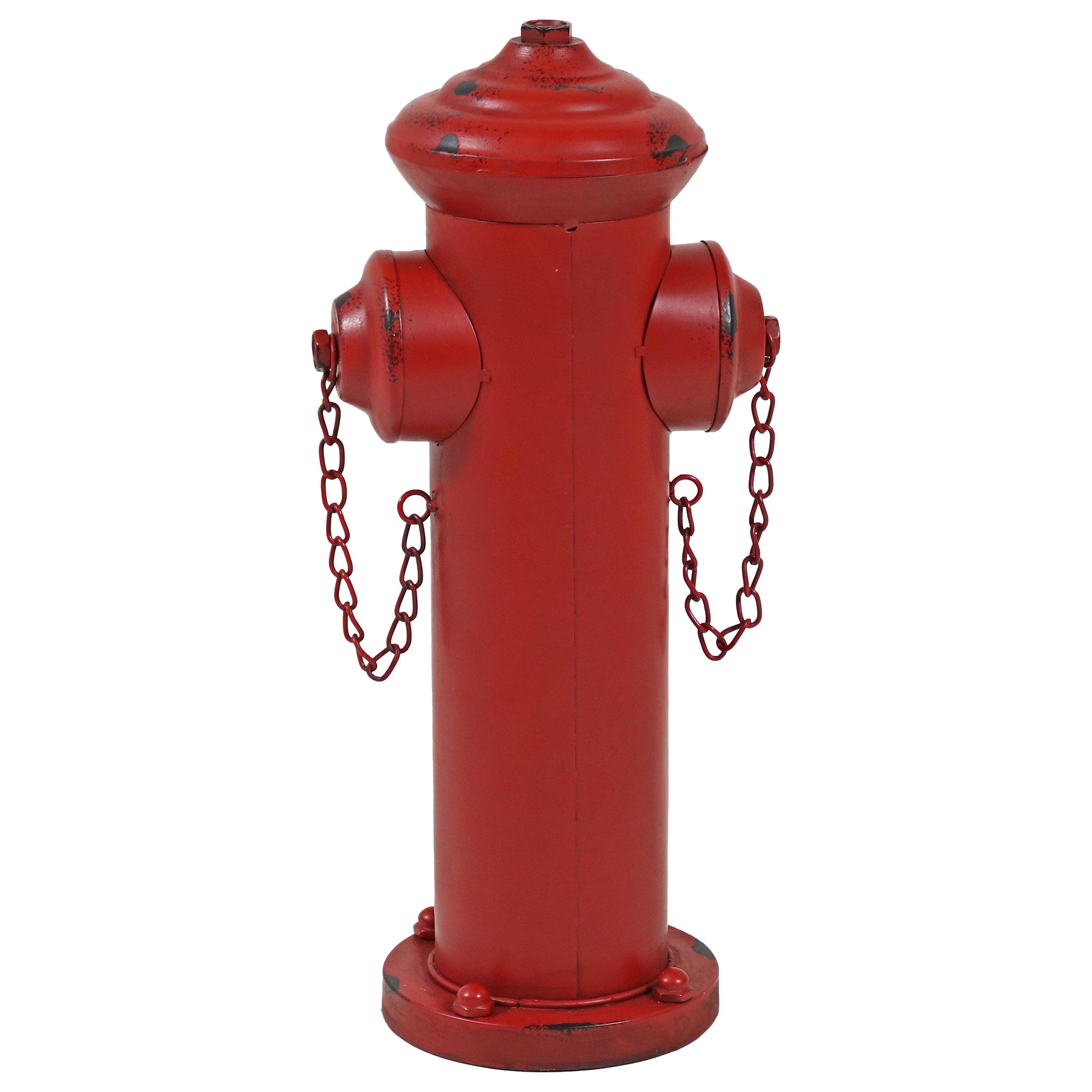 Alt View 8. Sunnydaze - Fire Hydrant Metal Outdoor Statue - 14 in - Red.