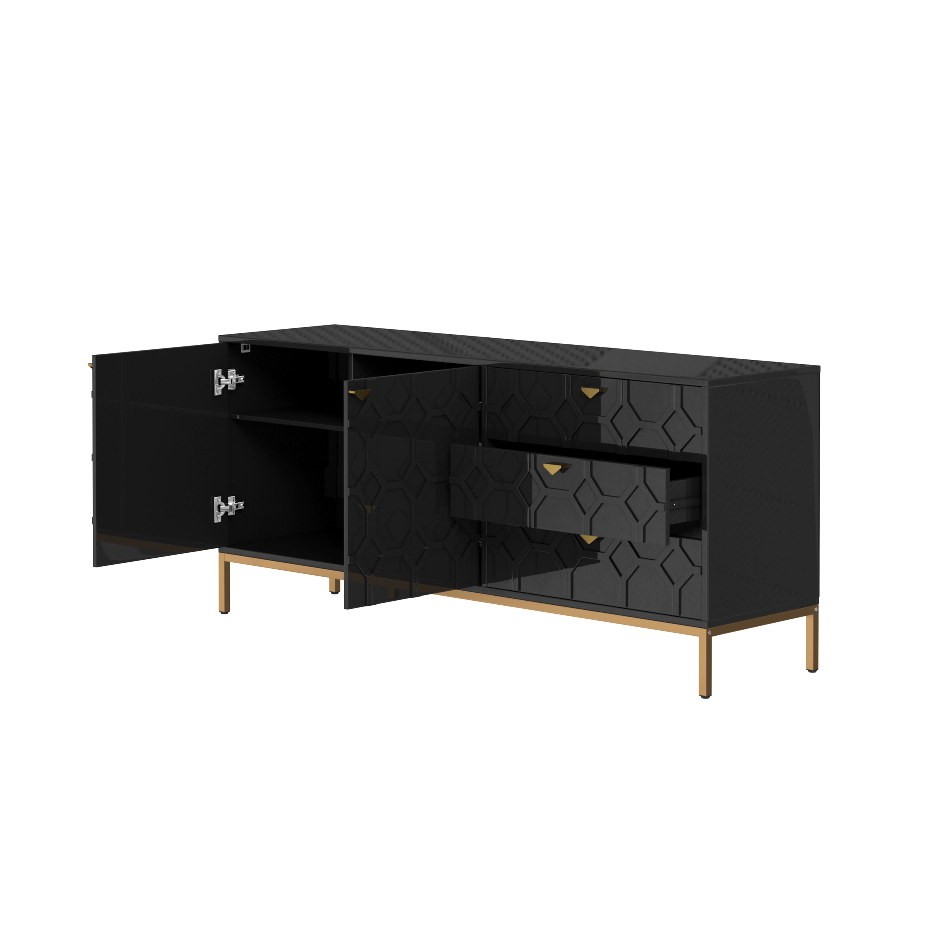 Alt View 10. Boyel Living - Stylish 2-Door and 3-Drawer TV Cabinet - Black.