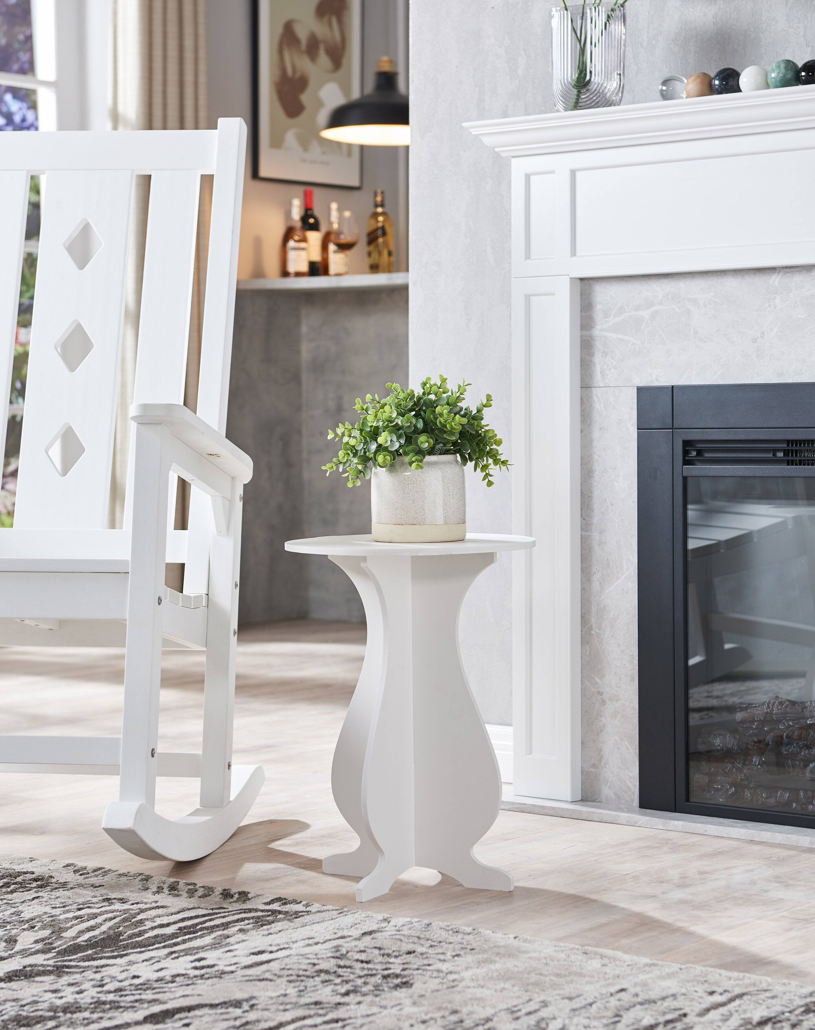 Angle. Kings Brand Furniture - Kings Brand Furniture - Carver Side End Table Plant Stand for Living Room, Bedroom, White - Black.