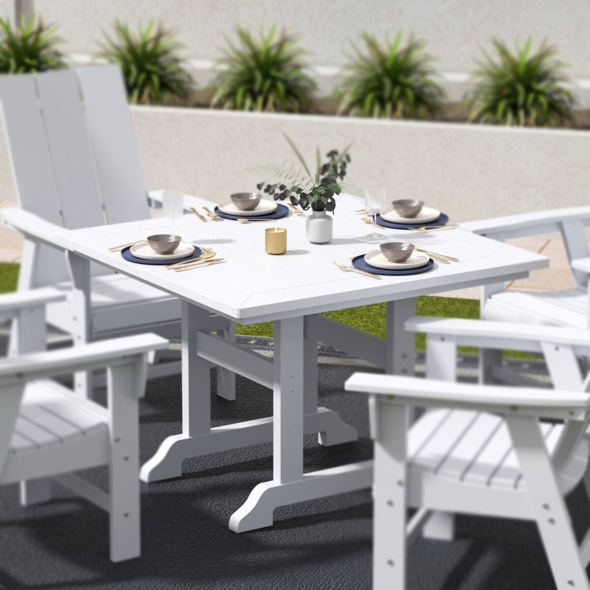 Angle. WestinTrends - WestinTrends Malibu 43" Outdoor Patio Square Dining Table - White.