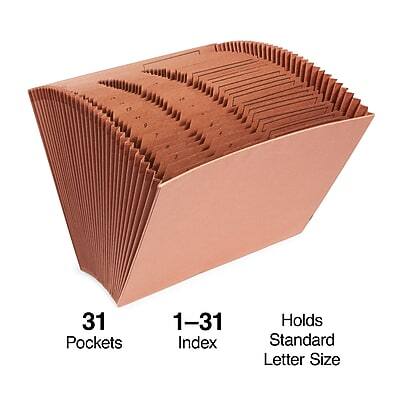 31 Pockets  
1-31 Index  
Holds Standard Letter Size