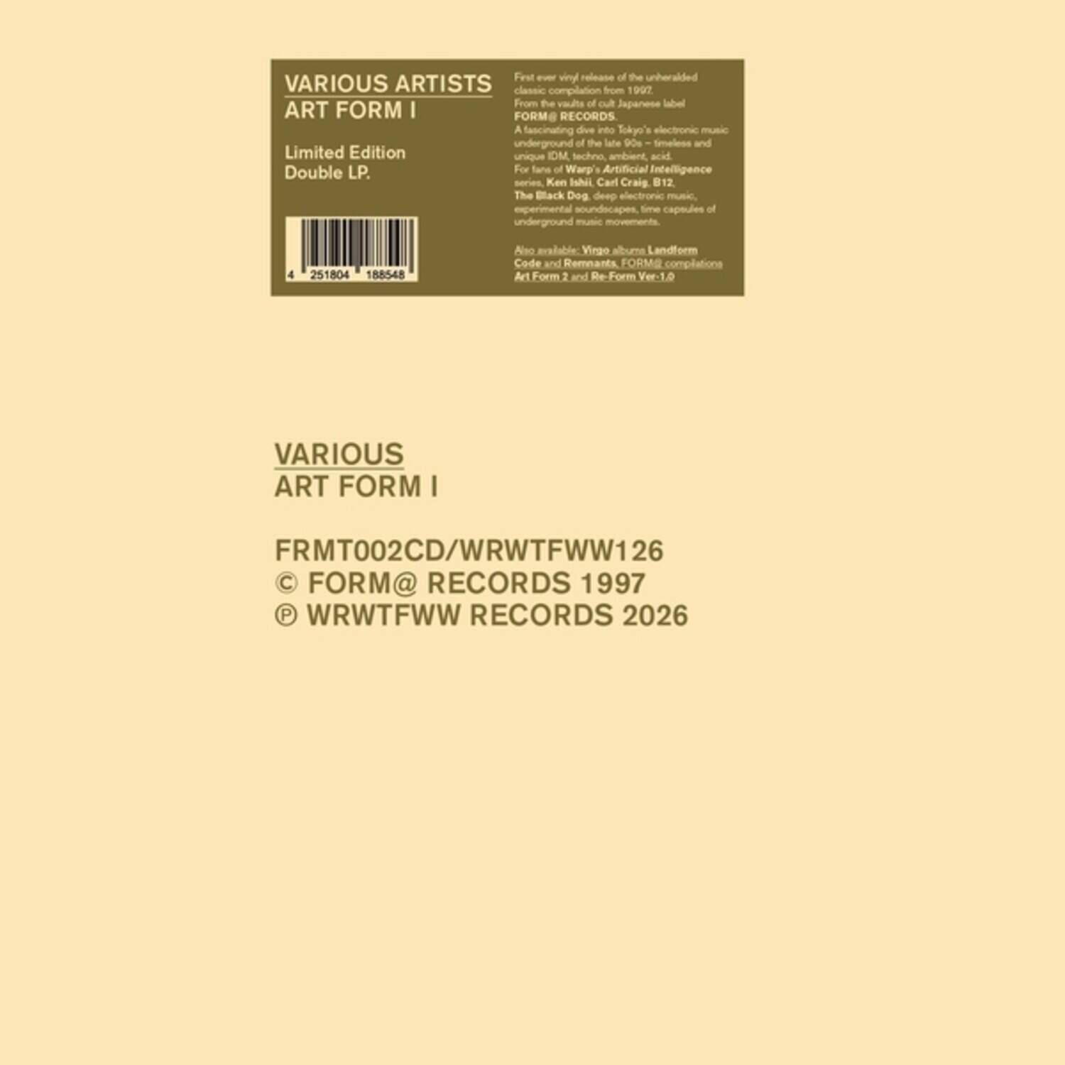 Various Artists - Art Form 1 (Various Artists)   - VINYL LP price history on PriceWatchPro