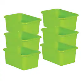 Teacher Created Resources - Lime Small Plastic Bin, Pack of 6