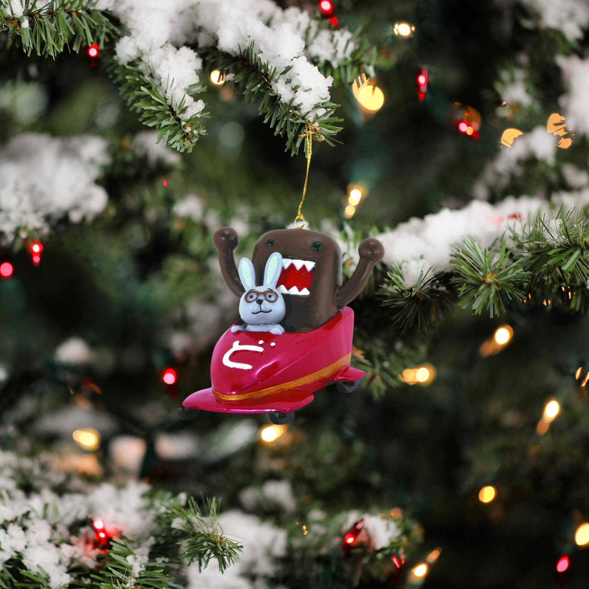 Alt View 2. Dark Horse Comics - Domo Holiday Ornament: Bobsledding Domo & Mr. Usaji - Red.