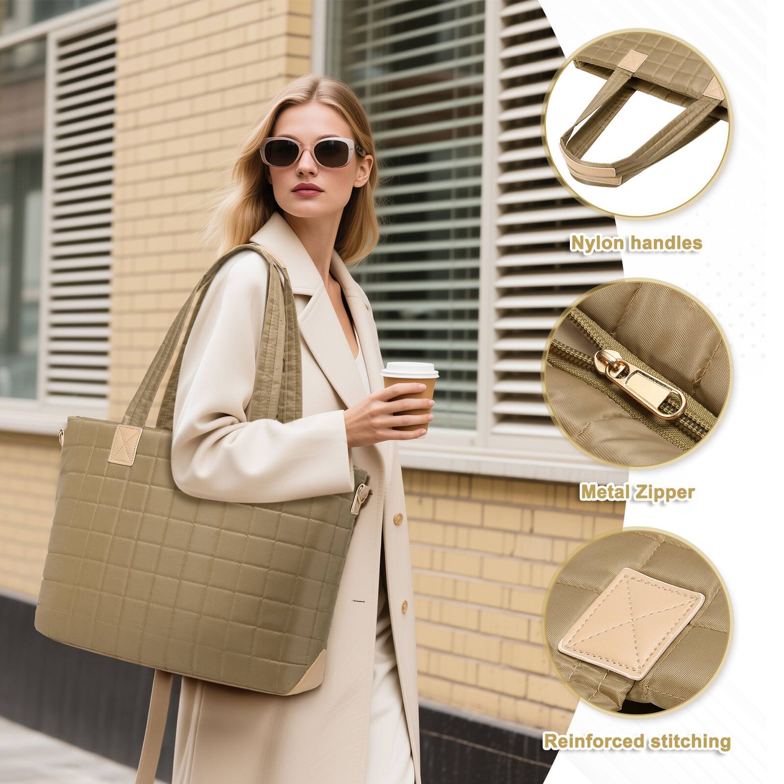 Nylon handles  
Metal Zipper  
Reinforced stitching