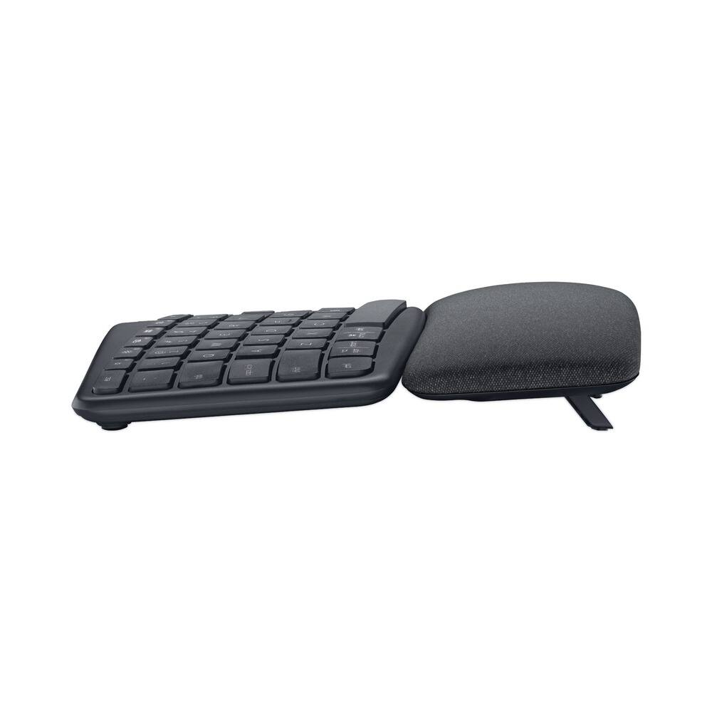 Left. Logitech - Logitech Ergo K860 920-010175 Split Keyboard For Business - Graphite - Wireless - Palm Rest - Black.