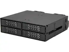 Front. Icy Dock - ICY DOCK ToughArmor MB699VP-B Rugged Full Metal 4 Bay 2.5" NVMe U.2 SSD Mobile Rack For External 5.25" Bay.