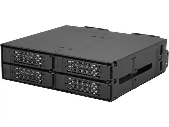 Front. Icy Dock - ICY DOCK ToughArmor MB699VP-B Rugged Full Metal 4 Bay 2.5" NVMe U.2 SSD Mobile Rack For External 5.25" Bay.