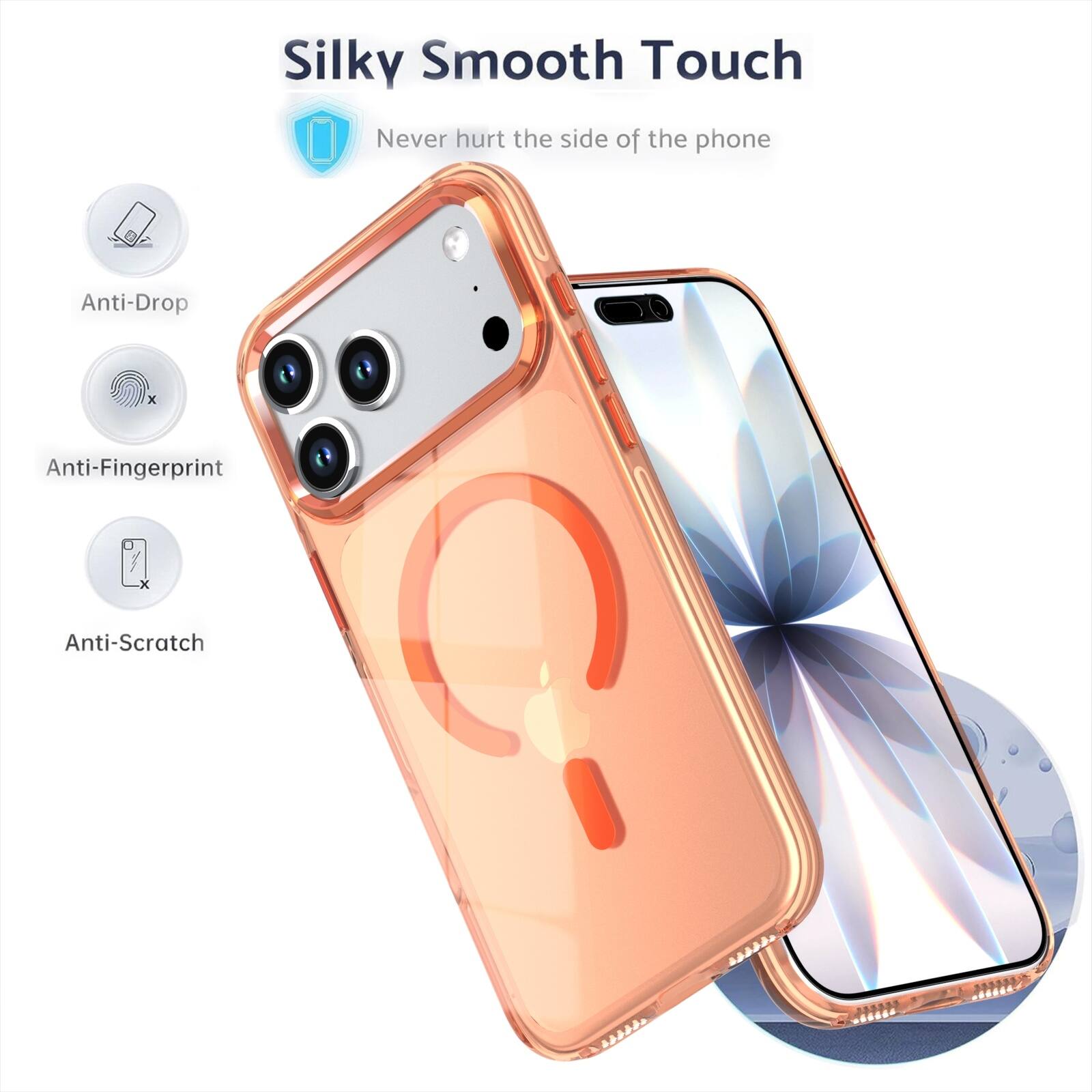 Silky Smooth Touch  
Never hurt the side of the phone  
Anti-Drop  
Anti-Fingerprint  
Anti-Scratch
