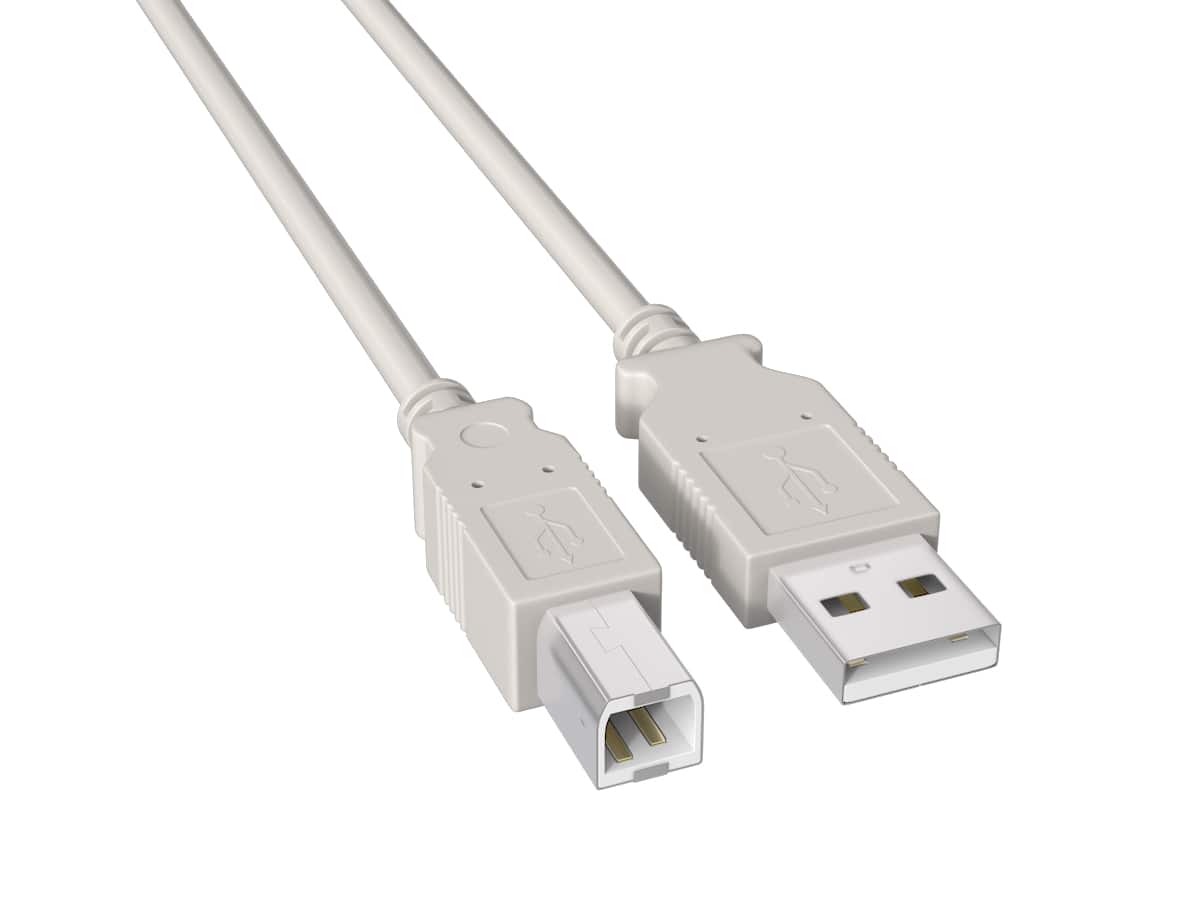 Cable Leader - USB 2.0 Type A Male to B Male Printer Cable, 480Mbps, Double-Shielded, Gold-Plated - White