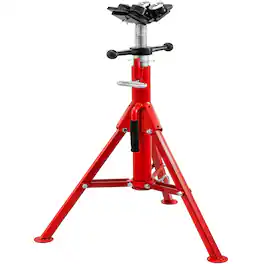 VEVOR - Pipe Stand with 4-Ball Transfer V-Head and Folding Legs, 1500LBS Capacity Welding Pipe Stand Adjustable Height - Red